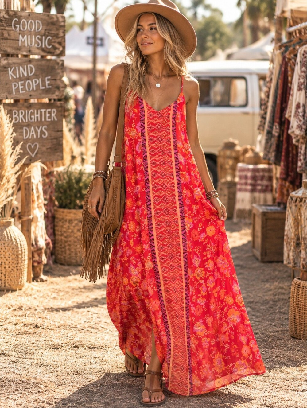 LIVERPOOL LOS ANGELES Maxi Dress Womens Large Red Floral Boho Resort Coast NWT